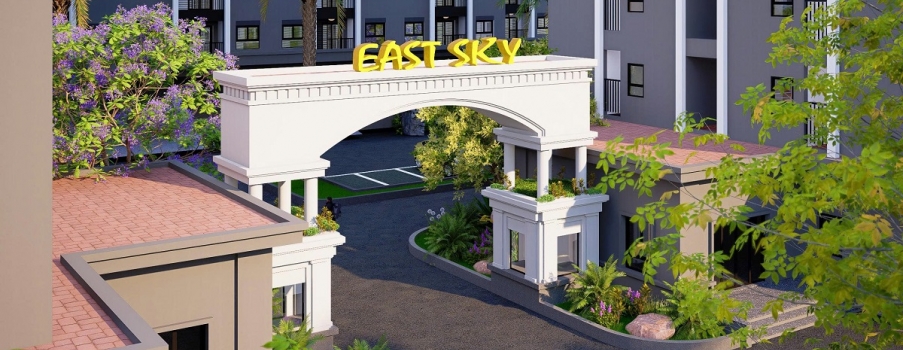 CỔNG VÀO EAST SKY – LỜI CHÀO ĐẦU CỦA CHUNG CƯ CAO TẦNG PHÍA NAM KĐT ECOGARDEN